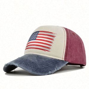 Casquettes de baseball unisexes en coton délavé avec logo imprimé en relief drapeau américain, en stock, tissu courant, toutes saisons - Product Image 5