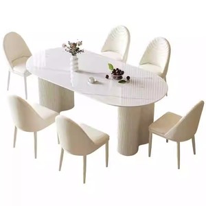 طقم حديث أبيض بيضاوي الشكل ، تصميم لوح صخري مقاوم للماء للمنزل ، شقق صغيرة ، فنادق وفيلات - Product Image 4