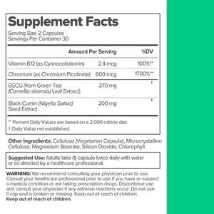60 Cápsulas Veganas para el METABOLISMO de Mujeres, Extracto de Té Verde para Apoyo Dietético, Semilla de Comino Negro, Vitamina B12, Pastillas Adelgazantes - Product Image 4