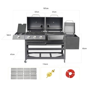 Large <strong>Dual</strong>-Use Gas &amp; Charcoal BBQ Grill Pan 5 Burner Metal Outdoor Portable <strong>Barbecue</strong> with Modern Style for Home &amp; Commercial Use - Product Image 5