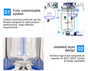 Glass Reactor with Adjustable Stirring Rod Automatic <b>Control</b> Accurate <b>Temperature</b> & Energy Saving for Versatility - Product Image 4
