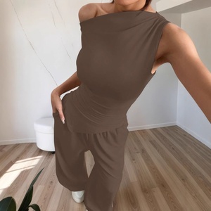 Nuovo Completo Estivo 2026, Top Senza Spalle con Pantaloni Lunghi <span class=keywords><strong>Casual</strong></span> Sexy - Product Image 3