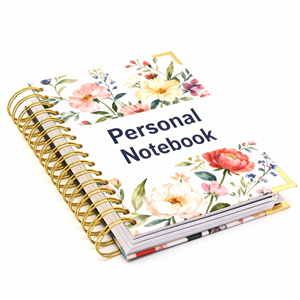 Carnet de notes de luxe personnalisé à spirale, planificateur quotidien de soins personnels avec protège-livres - Product Image 3