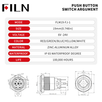 Desarrollo de patente FILN de 19mm 185 opciones de símbolos interruptores de botón estilo enchufable con arnés de cables iluminado para máquina