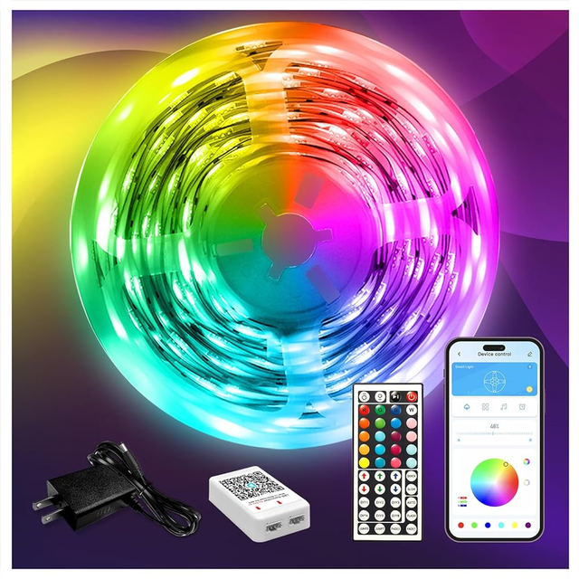 30m 24V IP20 2835 Multi-color RGB Led Strip Light with for Smart APP Control 44keys Remote Copper Flex Ribbon