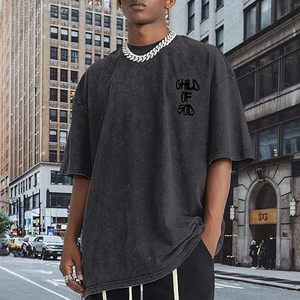 Oversized Acid Wash Graphic Religious Tees 'Child of God' Jesus Faith Shirt for Men Child 100% Cotton Christian Shirts <strong>Tops</strong> - Product Image 2