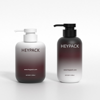 Flacon pompe de 300 ml pour gel douche, lotion, shampoing, forme ronde courte, en plastique PE avec impression sérigraphique