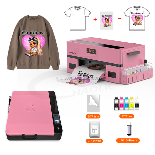 Factory Price  Pink Digital A3 DTF Printer XP600 Pet Film 13 Inch Dtf Printer With Pink Oven Dryer for Any Textile DTF Printer