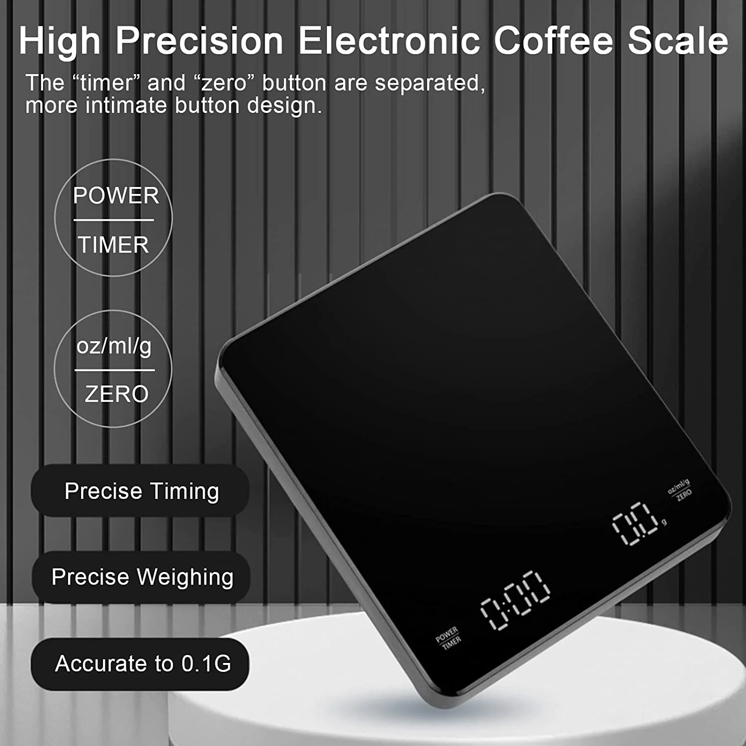 Top Sale Black Mini Kitchen Digital Coffee Scale with Timer