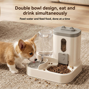 Comederos de Plástico para <span class=keywords><strong>Perros</strong></span> y Gatos, Tazón Doble con Dispensador Automático Integrado de Comida y Agua, Accesorios para Mascotas - Product Image 5