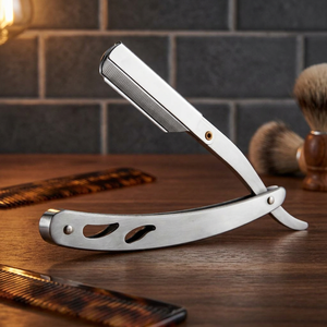 MORGANS INDUSTRIES MI-BR-0001 Stainless Steel Straight <b>Razor</b> <b>Single</b> <b>Blade</b> for Face Shaving Outdoor Barber Shop Use Male Grooming - Product Image 1