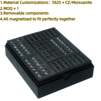 Outil de Vente d'Échantillons Présentoir Kit Magnétique de Création de Bagues de Fiançailles et de Mariage en Diamant, avec Montures et Corps Personnalisables