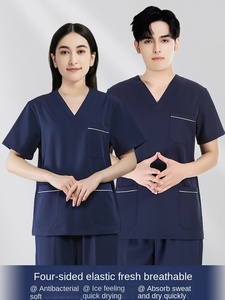 ชุดยูนิฟอร์มสครับผ้าสแปนเด็กซ์ระดับไฮเอนด์ ระบายความชื้นได้ดี สำหรับแพทย์ ทันตแพทย์ และโรงพยาบาลสัตว์ - แขนสั้น ซักมือได้ - Product Image 2