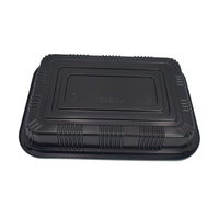 JY-825 Kunststoff-Lebensmittelverpackung Dekorative Artikel mit Klarem Deckel Schwarze Kunststoff-Sushi-Schale Lebensmittelverpackungsbox