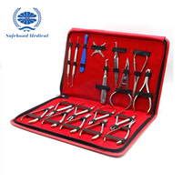 Pince orthodontique dentaire, porte-aiguille pour localisateur de brackets, acier inoxydable, ensemble de 18 pièces dans un sac en cuir