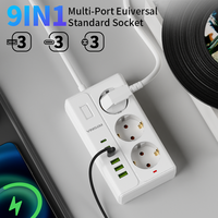 Multiprise électrique industrielle pour hôpitaux 10A à 3 prises avec ports USB Type-C, rallonge et interrupteur