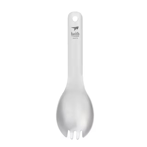 Fourchette-cuillère moderne de haute qualité en titane pur sablé, durable, écologique, portable, pour camping et pique-nique - Product Image 2