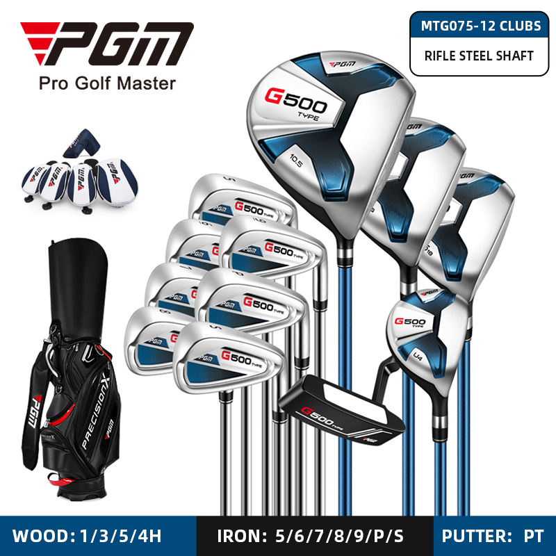 12 pezzi Asta in Acciaio + Sacca da Golf Blu