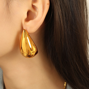 Pendientes colgantes de aleación de zinc chapados en oro con forma de gota de agua para fiesta, joyería de moda EH768 - Product Image 4