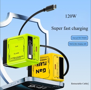 Chargeur de téléphone pliable avec protection OTP, prise américaine, QC3.0, 120W GaN USB-C, chargeur rapide avec câble rétractable pour le bureau - Product Image 4