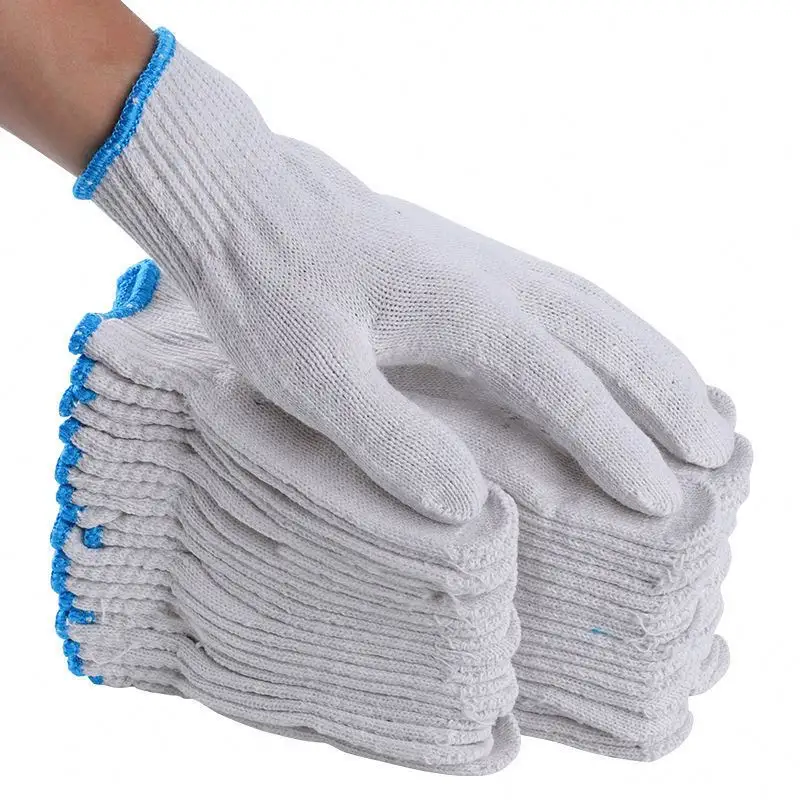 2022 Winter Elasticity 500G Knitted China Kong Gloves White Cotton Work Gloves For Auto Repair