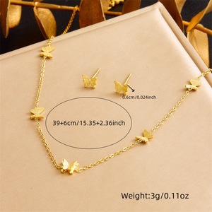 Gold Plated Butterfly Jewelry <b>Set</b> Necklace Earrings <b>Bracelet</b> Women's Party Fashion Zinc Alloy Chain <b>Set</b> - Product Image 4