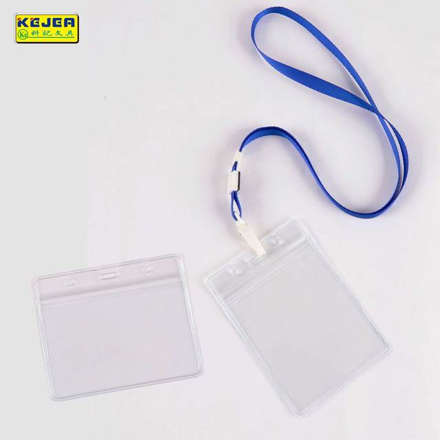 Kejea ID Card Name Badge Holder Clear Vertical Waterproof Plastic Name Tag Badge Holder for Office, School, Event, Conference