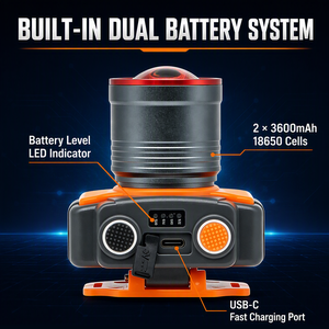 Phare laser WOSEN ultra lumineux 7070, zoomable, 6 modes, 90 °   Lampe frontale LED de recherche et de sauvetage inclinable rouge avec indicateur de batterie SOS - Product Image 3