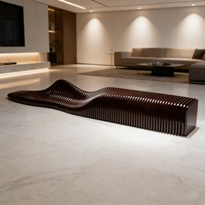 Silla de Madera con Forma de Ola Y518 Personalizable y de Fácil Cuidado, Asientos para Áreas Públicas, Sala de Espera de Aeropuerto, Banco de Madera Resistente - Product Image 1