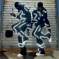 Ensemble survêtement homme personnalisé en nylon réfléchissant à rayures, veste et pantalon de jogging, tenue streetwear pour homme, fabrication OEM