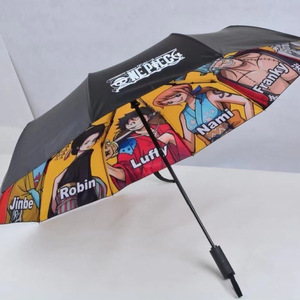 Extérieur Luffy Zoro Nami Solaire Anime Parapluie Coupe-Vent Soleil Chapeau De Paille Pirates Automatique 3 Parapluie Pliant Avec logo - Product Image 3
