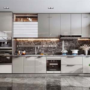 SANTOPOVA Modern Lacquer Kitchen <b>Cabinets</b> for Sale Modern 2022 Fiber Prefabricated Complete Set Import Kitchen <b>Cabinets</b> - Product Image 2