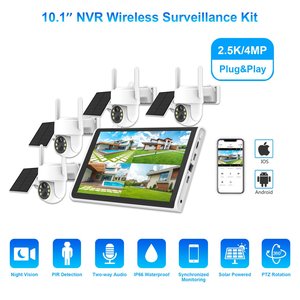 New 10.1'' LCD Monitor Screen NVR 8CH 4MP Low Power <b>Wireless</b> Solar Powered PTZ WiFi Network Home <b>Security</b> System <b>Cameras</b> Kit - Product Image 2