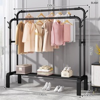 Porte-vêtements pliant d'intérieur en fer, séchoir à linge, portemanteau moderne sur pied pour chambre, rangement pour chapeaux et chaussures