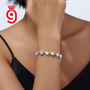 Bracciale in <span class=keywords><strong>Argento</strong></span> 925 con Moissanite VVS, Pietre Quadrate di Moissanite, Gioiello di Lusso in <span class=keywords><strong>Argento</strong></span> Regolabile per Occasioni Speciali - Product Image 6