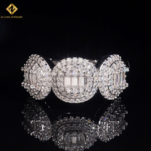 ZUANFA JEWELRY Cluster Shape Moissanite Hip Hop <b>Ring</b> 925 <b>Silver</b> Rhodium Plated Pave Setting Unisex Party Jewelry <b>Man</b> Band <b>Ring</b> - Product Image 1