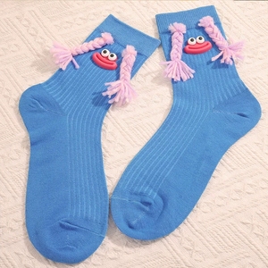 Calcetines de media caña para niña con diseño de boca de cerdo y coleta, estilo <span class=keywords><strong>Ugly</strong></span> Doll, con contraste de colores, para uso exterior, bonitos y divertidos. - Product Image 5