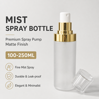 Flacon pulvérisateur anti-goutte en plastique dépoli avec pompe dorée et capuchon octogonal en cristal, rechargeable, vide, pour soins de beauté, soins personnels et usage domestique
