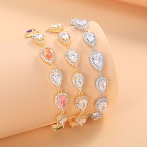 Bracelet en cristal en forme de goutte d'eau, serti de pierres, en alliage de cuivre, bijoux de fête ASL-1775Q - Product Image 1