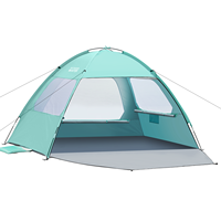 Tenda Pantai Rangka Fiberglass 8mm yang Ditingkatkan, Perlindungan UV UPF50+, Ukuran Keluarga