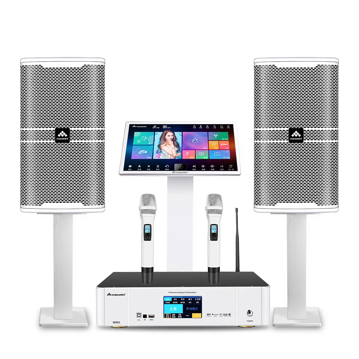 Macchina per canto InAndOn all'ingrosso Karaoke 21.5 ''sistema di Karaoke professionale Set 6TB Touch Screen Juke Box KTV Karaoke Player