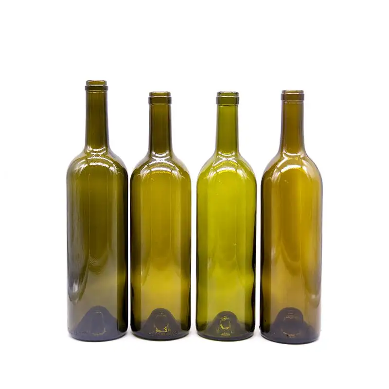 Şaraphane Vintage için lüks 500Ml 750Ml yuvarlak yeşil yuvarlak Bordeaux şarap şişesi