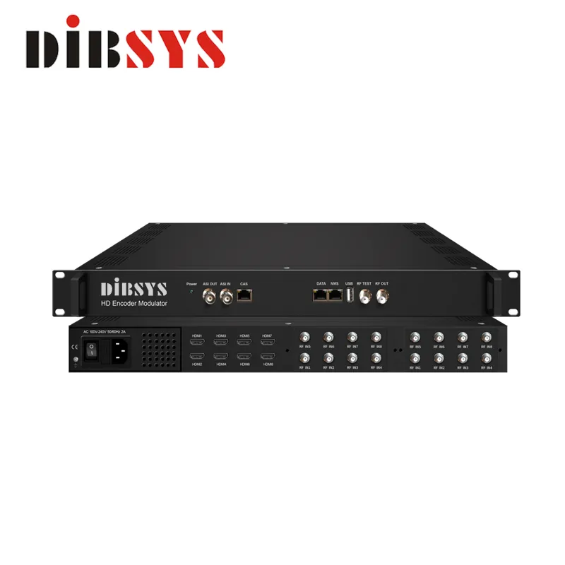 8HD-MI + 16FTA DVB-S2 to DVBC DVBT ISDBT ATSC MPEG4 HD Encoder Modulator for Digital Broadcasting System