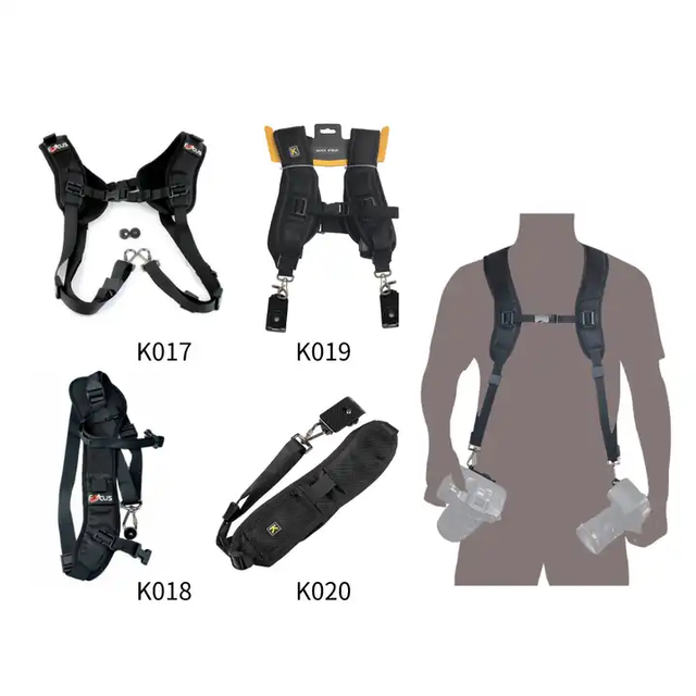 KALIOU Cameras Photography Accessories Nylon Black Sling Belt Double /Single Camera Shoulder Strap