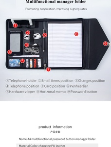 Bìa Đựng Tà<span class=keywords><strong>i</strong></span> Liệu Hộ<span class=keywords><strong>i</strong></span> Nghị Bằng Da Đa Chức Năng, Bìa Đựng Phong Bì, Bìa Đựng Hồ Sơ Bằng Da Công Sở A4 Kèm Bìa Cứng - Product Image 4