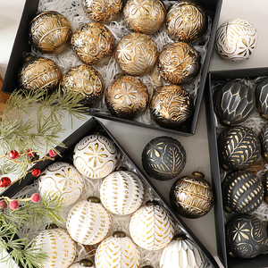 Set di Palline Natalizie Moderne Americane da 8cm, Regalo <span class=keywords><strong>per</strong></span> Decorazioni <span class=keywords><strong>Casa</strong></span> e Ufficio, Palline Natalizie di Lusso Retrò Oro e Argento - Product Image 1