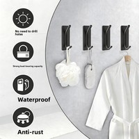 Crochet adhésif robuste en acier inoxydable au design minimaliste moderne, sans perçage, double crochet sans couture pour chapeaux, manteaux et vêtements