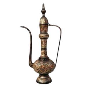 เหยือกน้ำสำเร็จรูปพร้อมที่จับและฝาเหยือกทองเหลืองบริสุทธิ์ดีไซน์ดีไซน์การออกแบบโดยการสลักชุบทองและสีดำโลหะ - Product Image 1