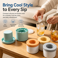 YMS Mini Moule à glaçons en silicone écologique réutilisable, créatif, flexible et portable, seau à glace cylindrique à congélation rapide