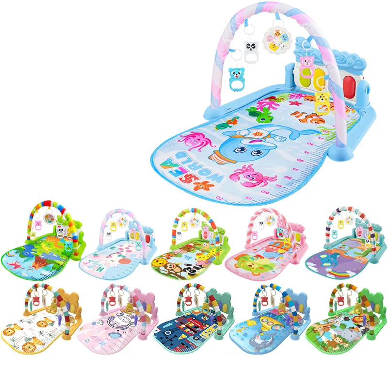 Baby activities exercise fitness frame toddler play gym mats toys cartoon theme pedal piano baby Gym Floor Carpet Non-toxic